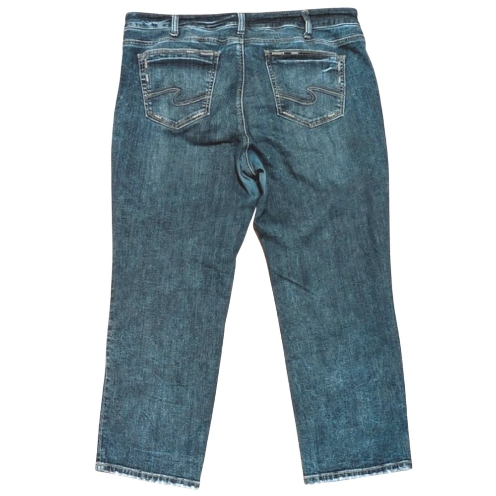 Silver Jeans Plus 18 Suki Capri Curvy Fit Cropped Faded Wash‎ Denim Stretch